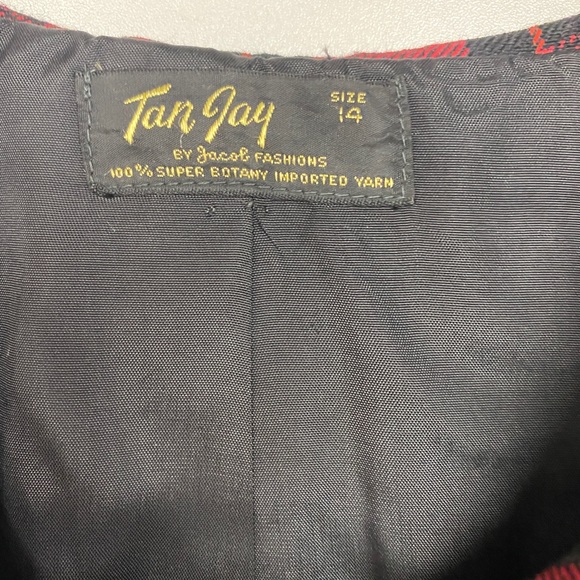 VTG 1960s Red & Black Plaid Pencil Skirt & Jacket - Picture 11 of 14